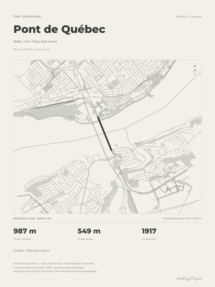 Complete print depicting Pont de Québec